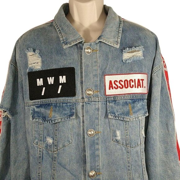 Mod Wave Movement Denim Jean Jacket Button Up XL - Picture 2 of 12